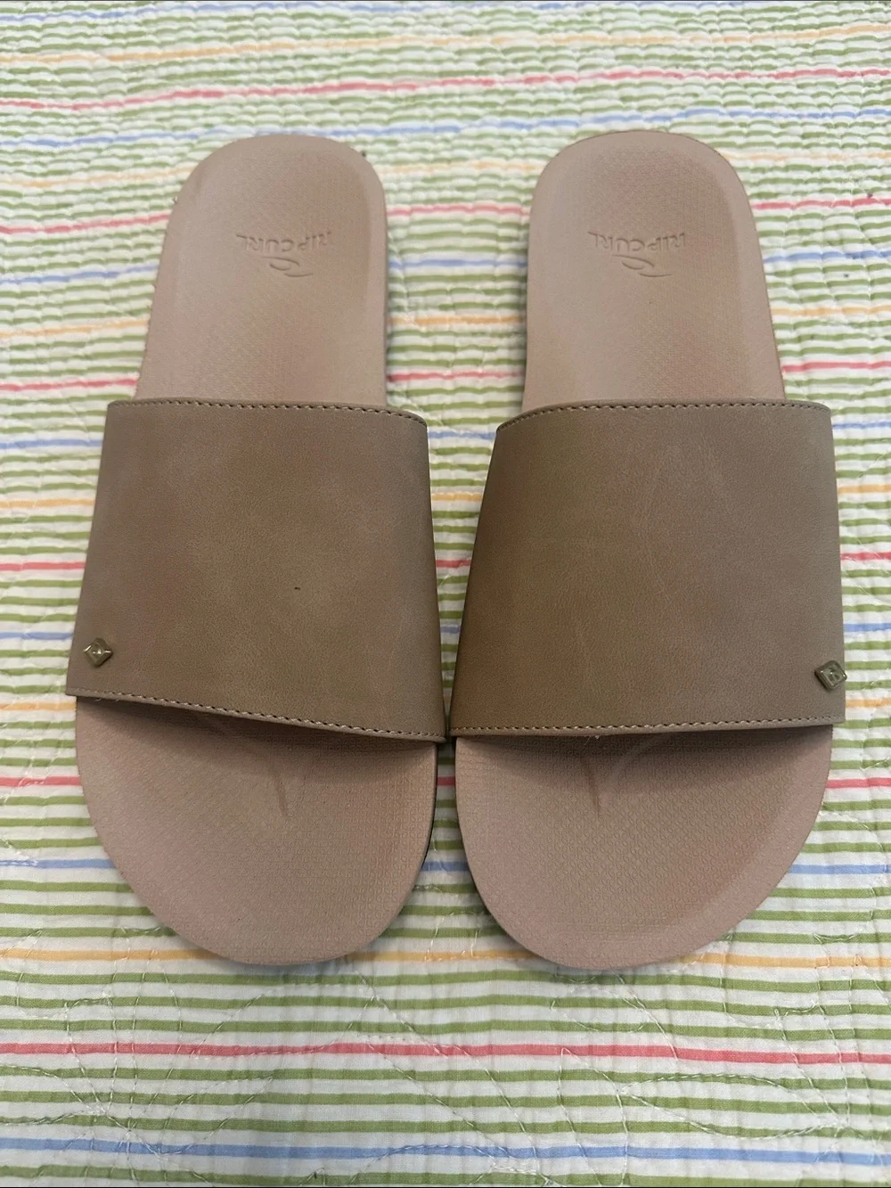 Slip-On Slide Sandals in Taupe